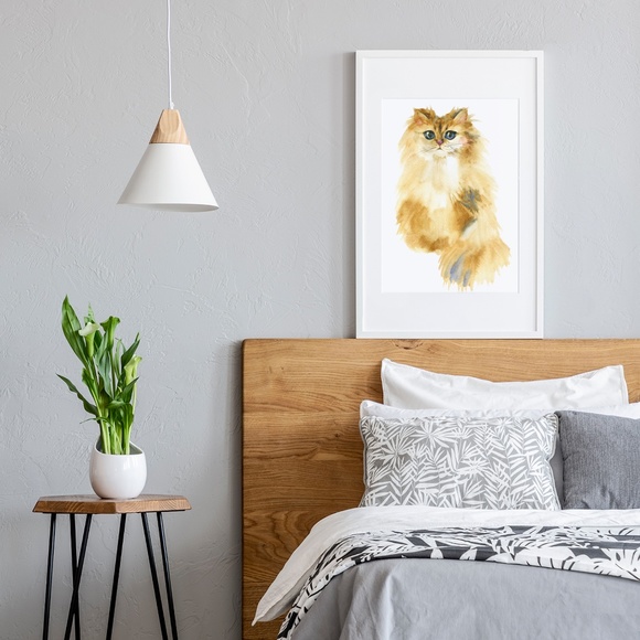 Watercolor Yellow Cat Portrait Wall Art Print Poster Unframed - Picture 7 of 16